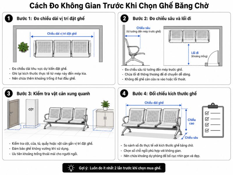 Cách đo không gian trước khi chọn ghế chờ
