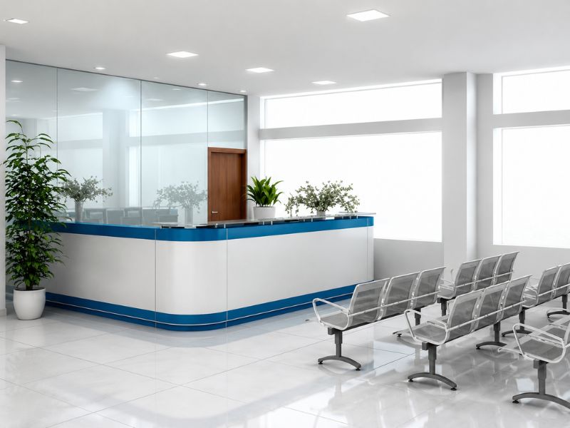 Ghế chờ sảnh tiếp nhận bệnh viện gọn gàng